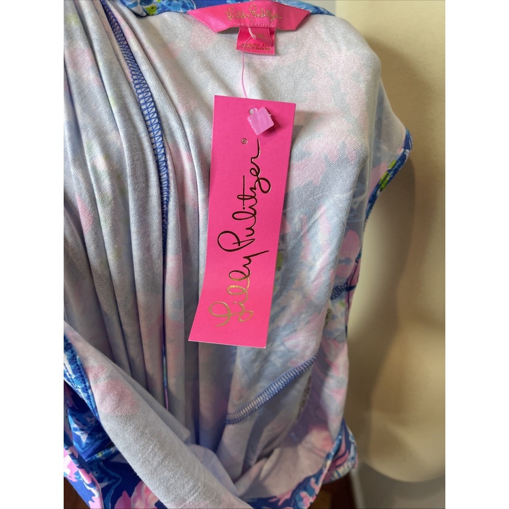 New Lilly Pulitzer Madsen V-Neck Midi Dress in Blue Tang Sitting Seaside XL - Picture 10 of 11